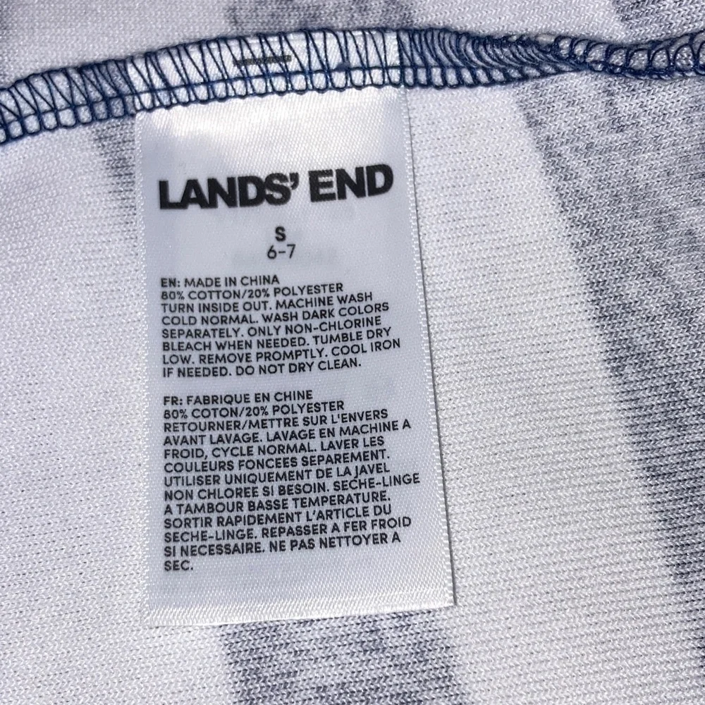 LANDS END Navy and White Striped Kids Hoodie NEW Unisex Size Small 6-7